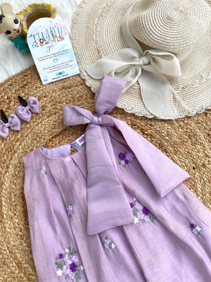 Mul Chanderi Pleated Bow Frock