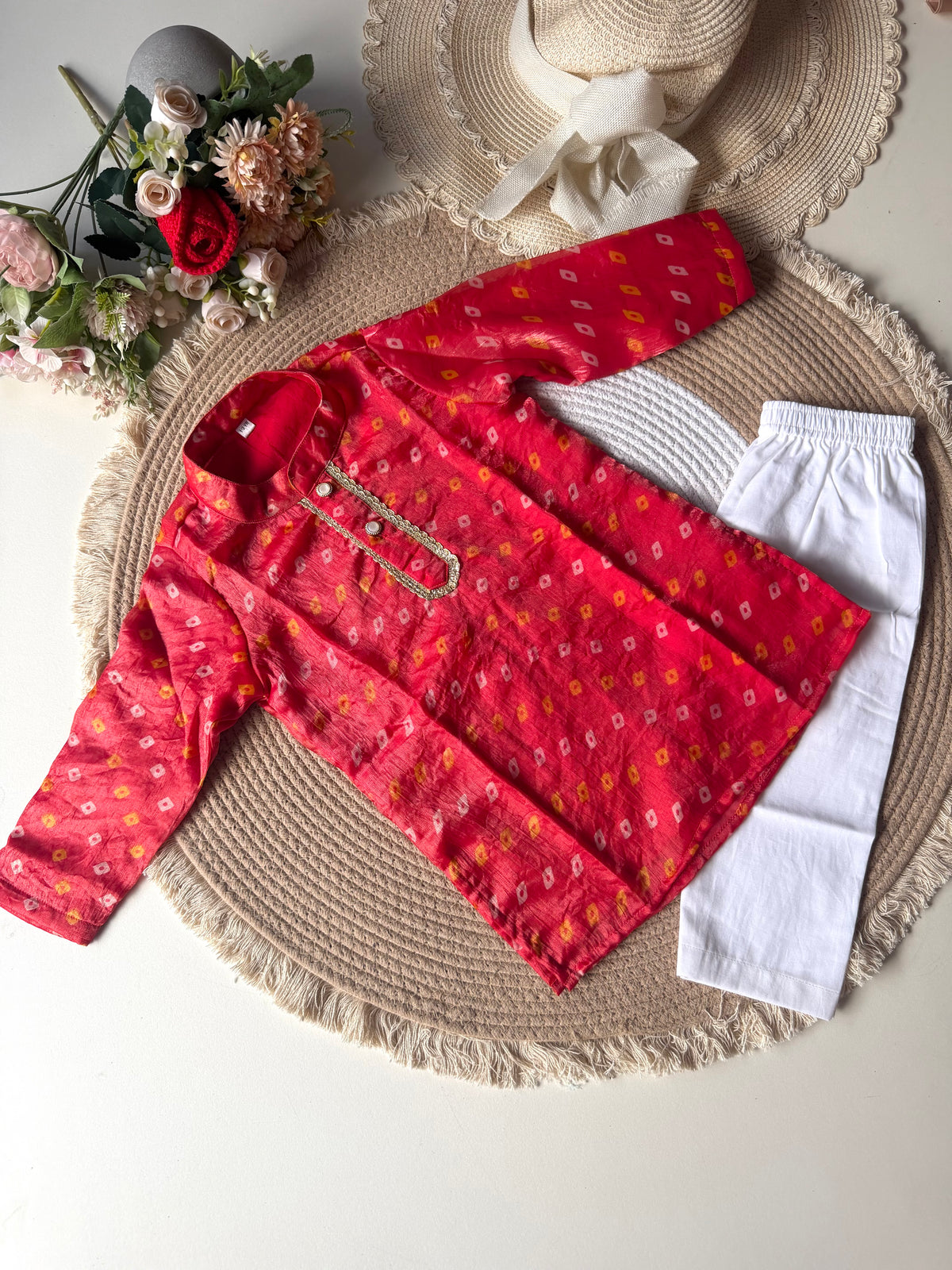 Bandhani Fendi Silk Kurta with Pant in 2 Colours