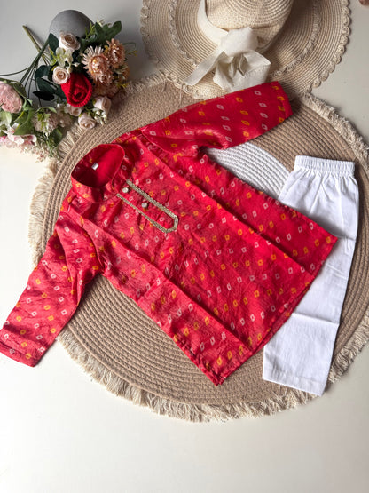 Bandhani Fendi Silk Kurta with Pant in 2 Colours