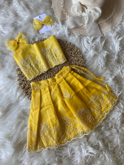 Floral Thread Work Bow Lehenga