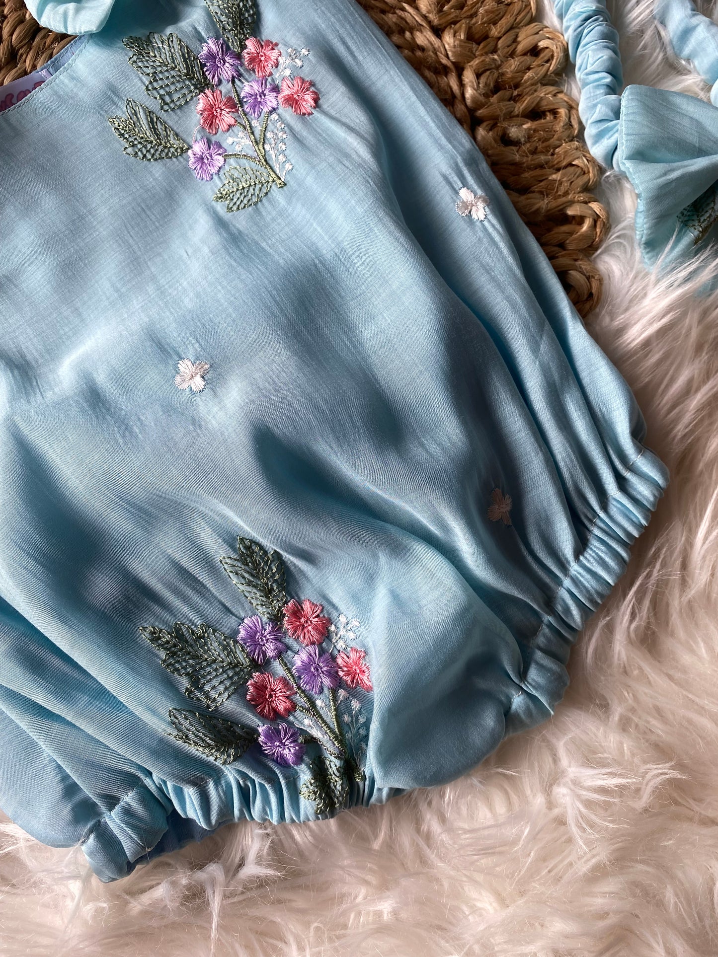 Soft Mul Cotton Skyblue Romper