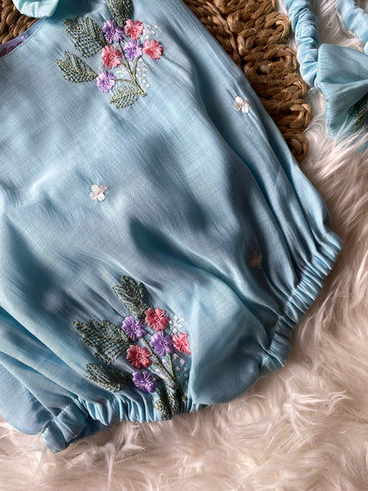 Soft Mul Cotton Skyblue Romper