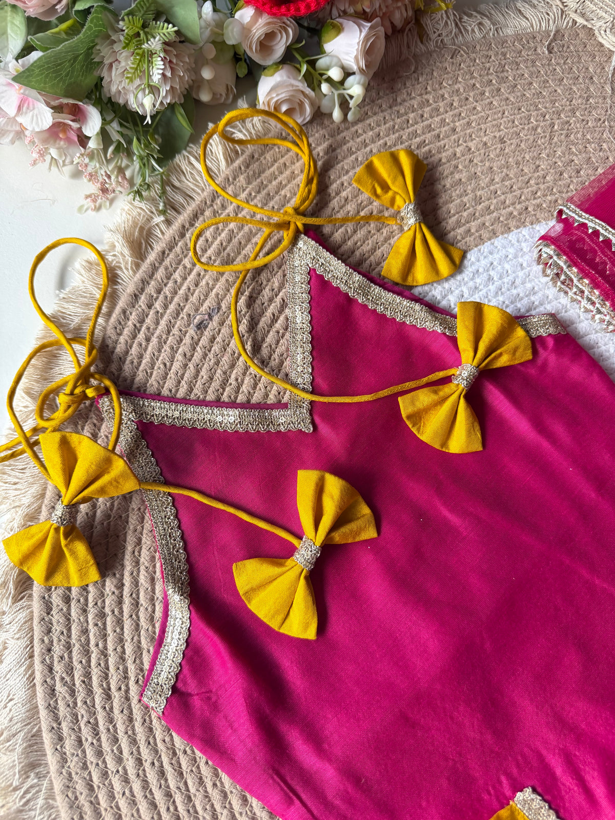 Chanderi Hot Pink Kurti with Pant & Dupatta