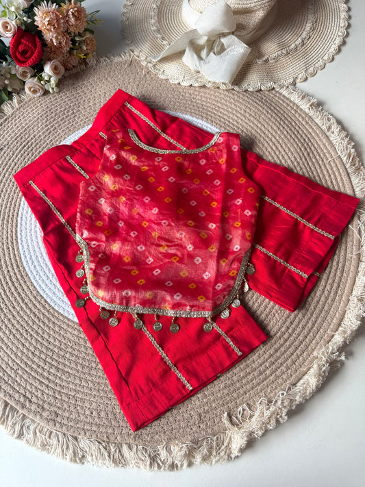 Bandhani Ghungroo Coin Top with Palazzo in 2 Colours
