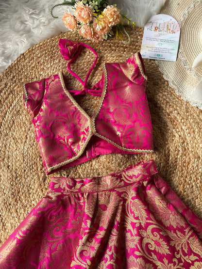 Brocade Pink Lehenga Set