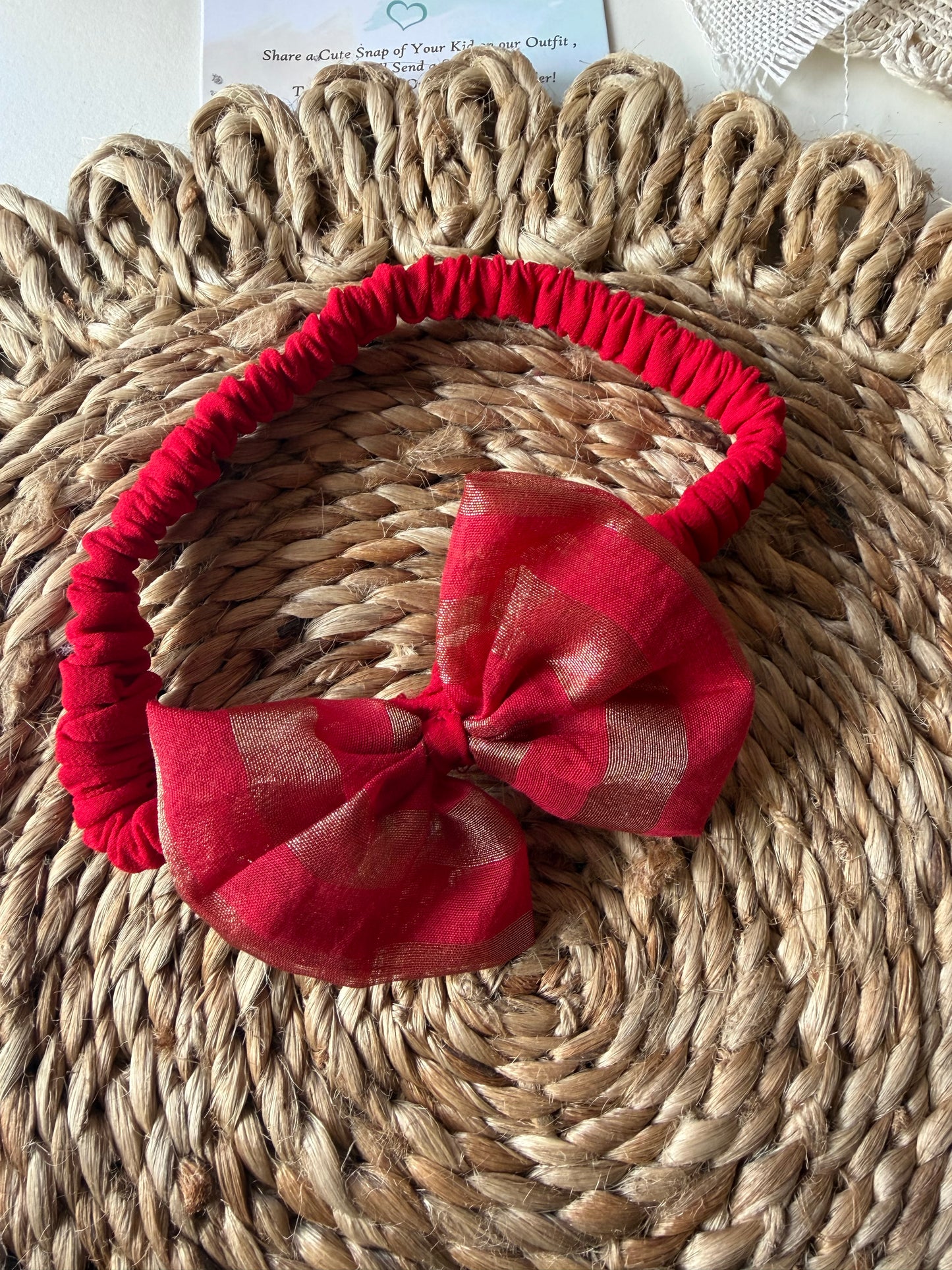 Striped Red hair bow