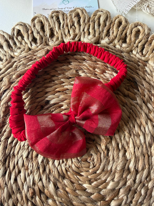 Striped Red hair bow