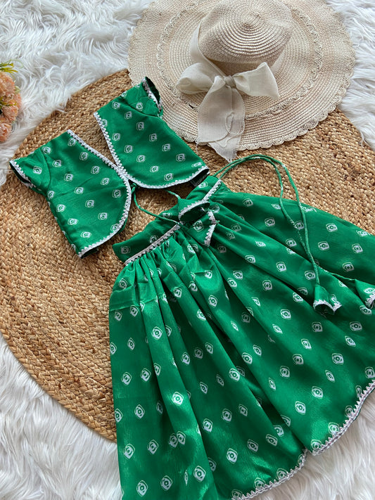 Green Polka Dot Lehenga set