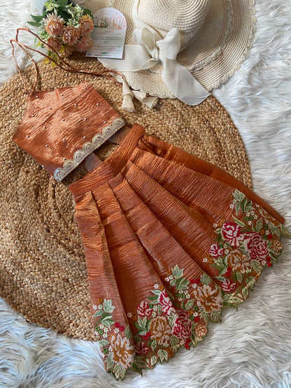 Halter Neck Tissue Pearl Lehenga