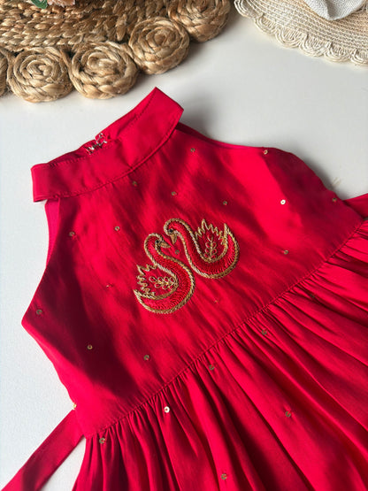 Banarasi Cotton Silk Handwork Frill Frock