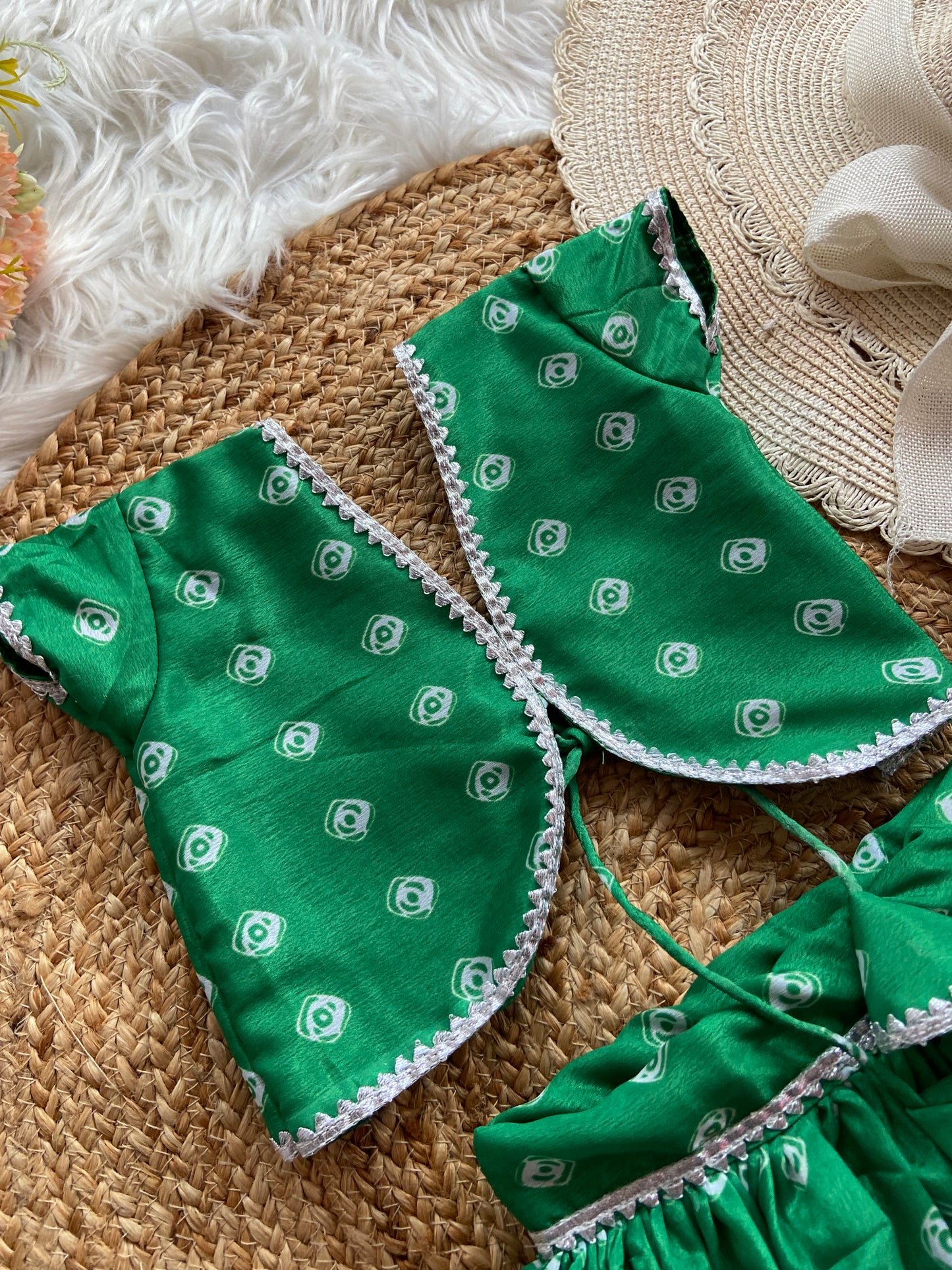 Green Polka Dot Lehenga set