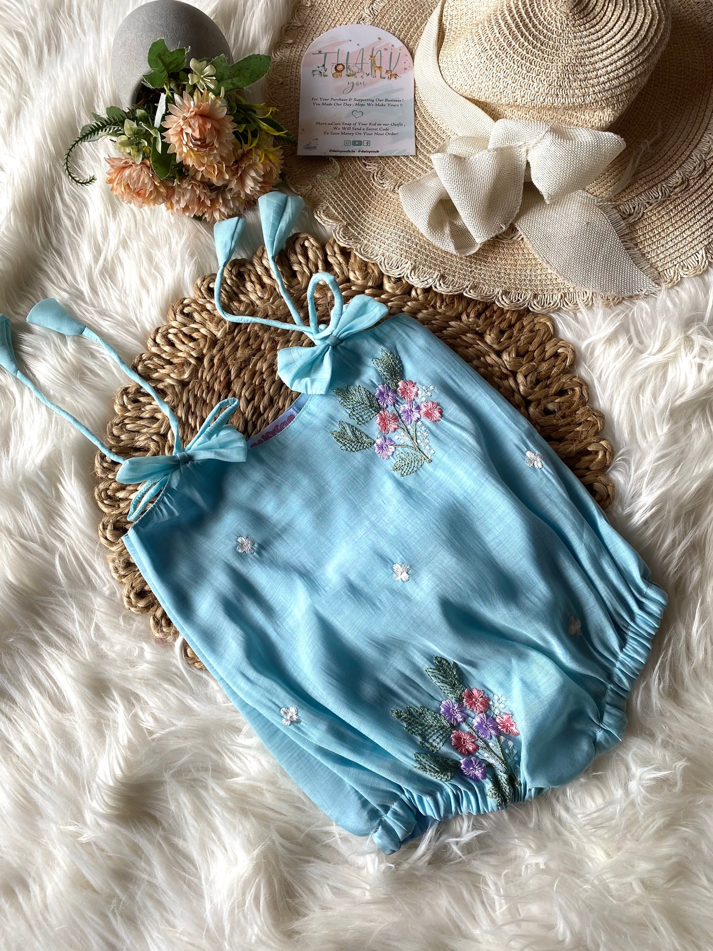 Soft Mul Cotton Skyblue Romper