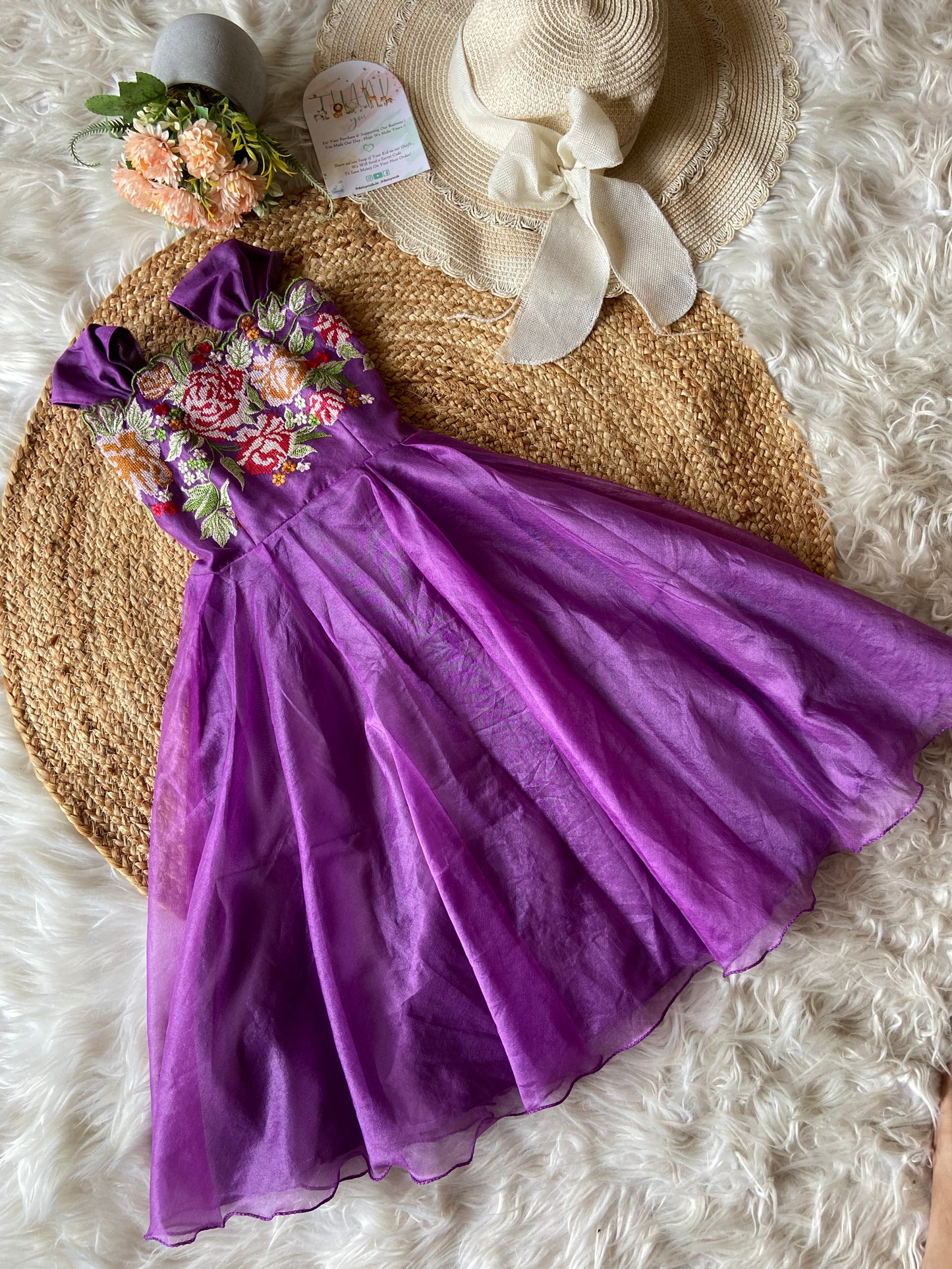 Organza Cutwork Flared Gown