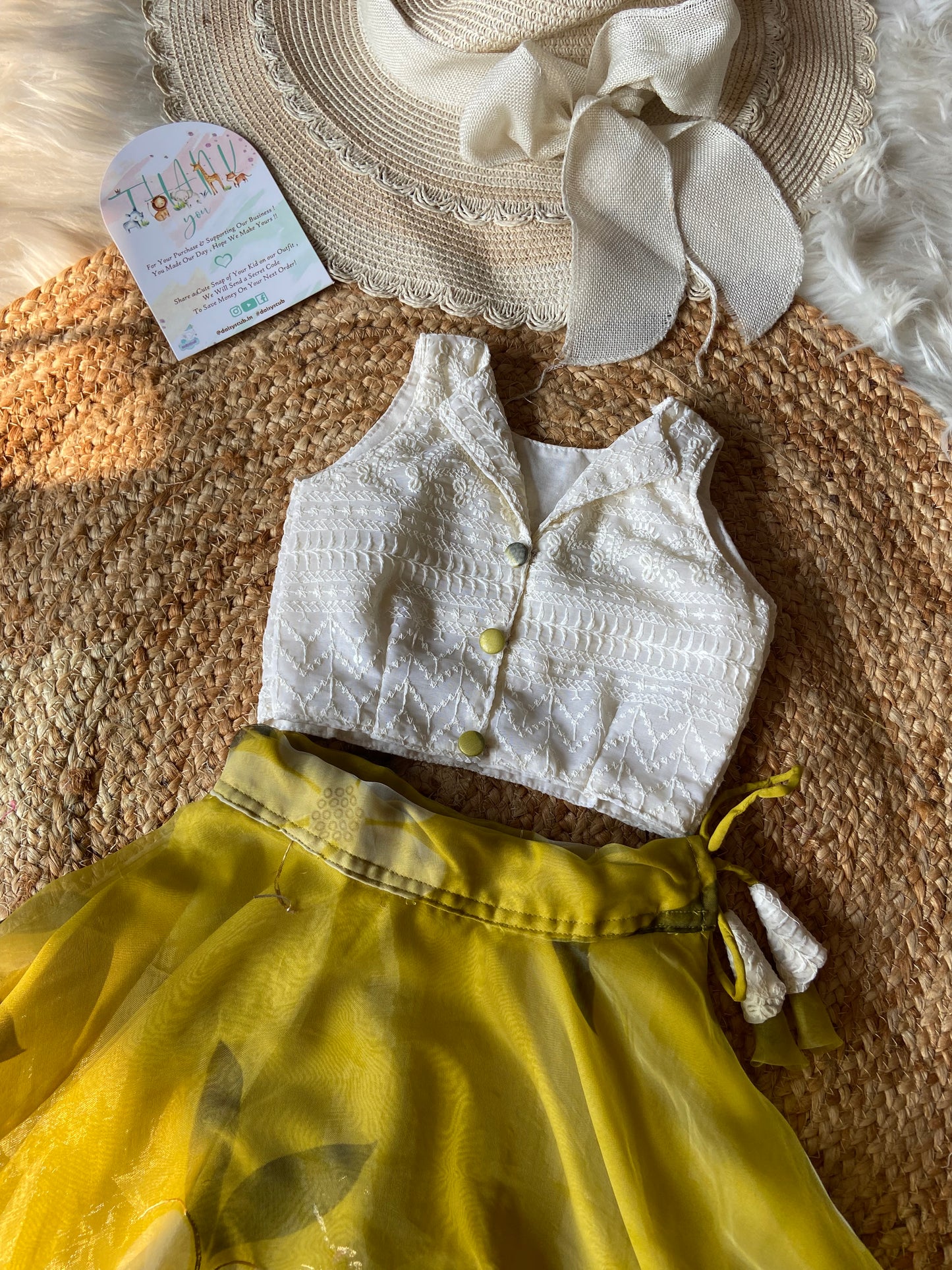 Designer Contrast White and Mehendi Green Lehenga Set