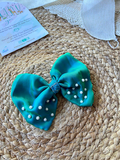 Malai Silk Pearl Work Bow