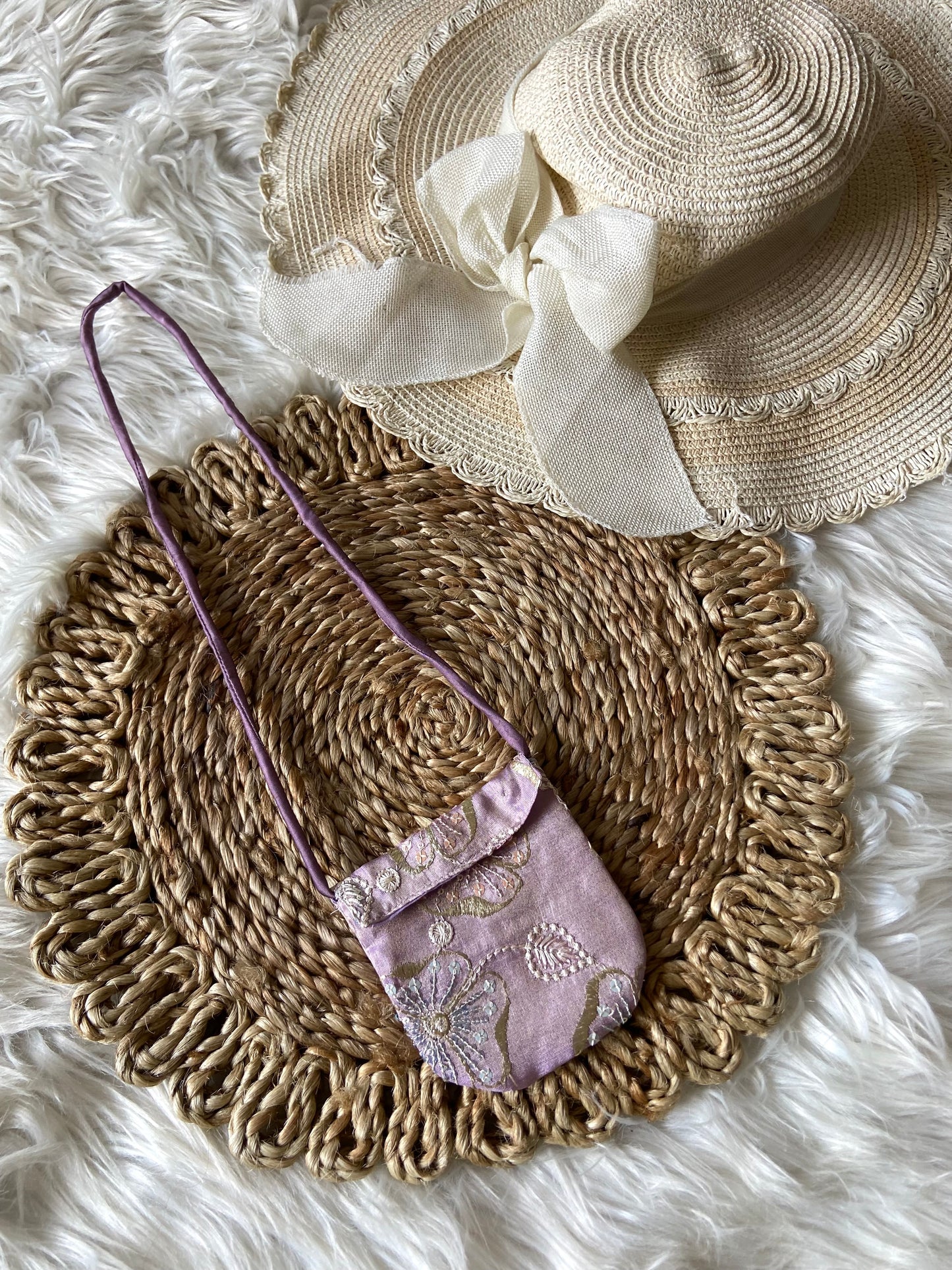 Tissue Floral Embroidery Lehenga Set with Sling Bag