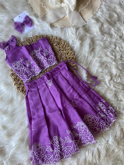 Floral Thread Work Bow Lehenga