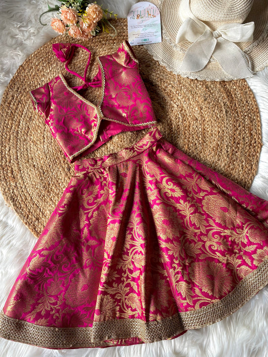 Brocade Pink Lehenga Set