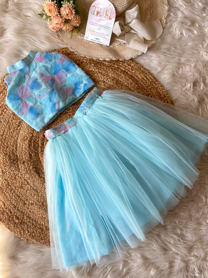 Hand Embroidery Net Lehenga