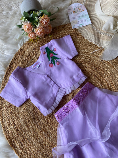 Hand Painted Organza Lehenga