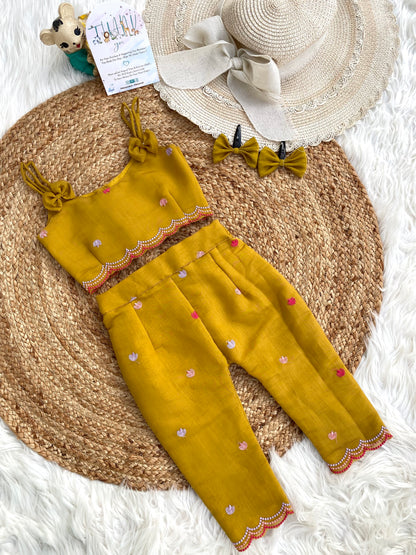 Mul Chanderi Mustard Coord set
