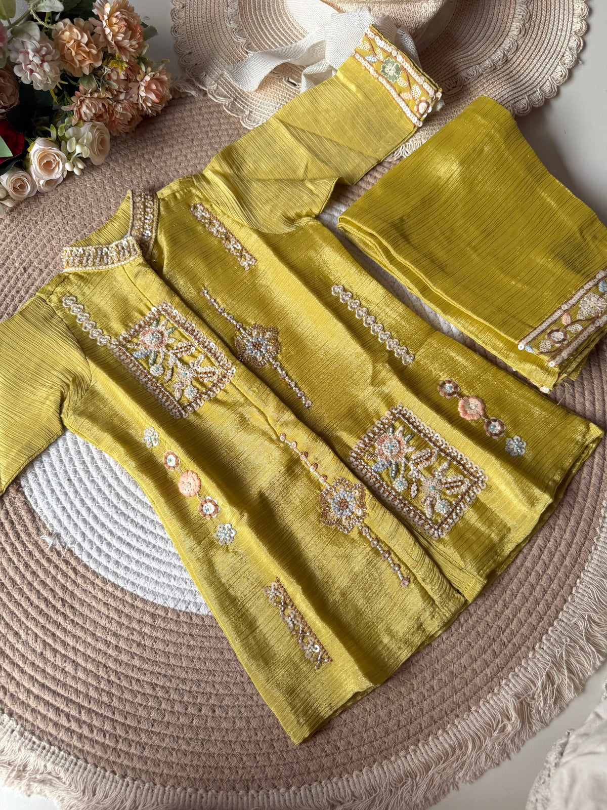 Sequin Zardosi Mehendi Green Coord Set