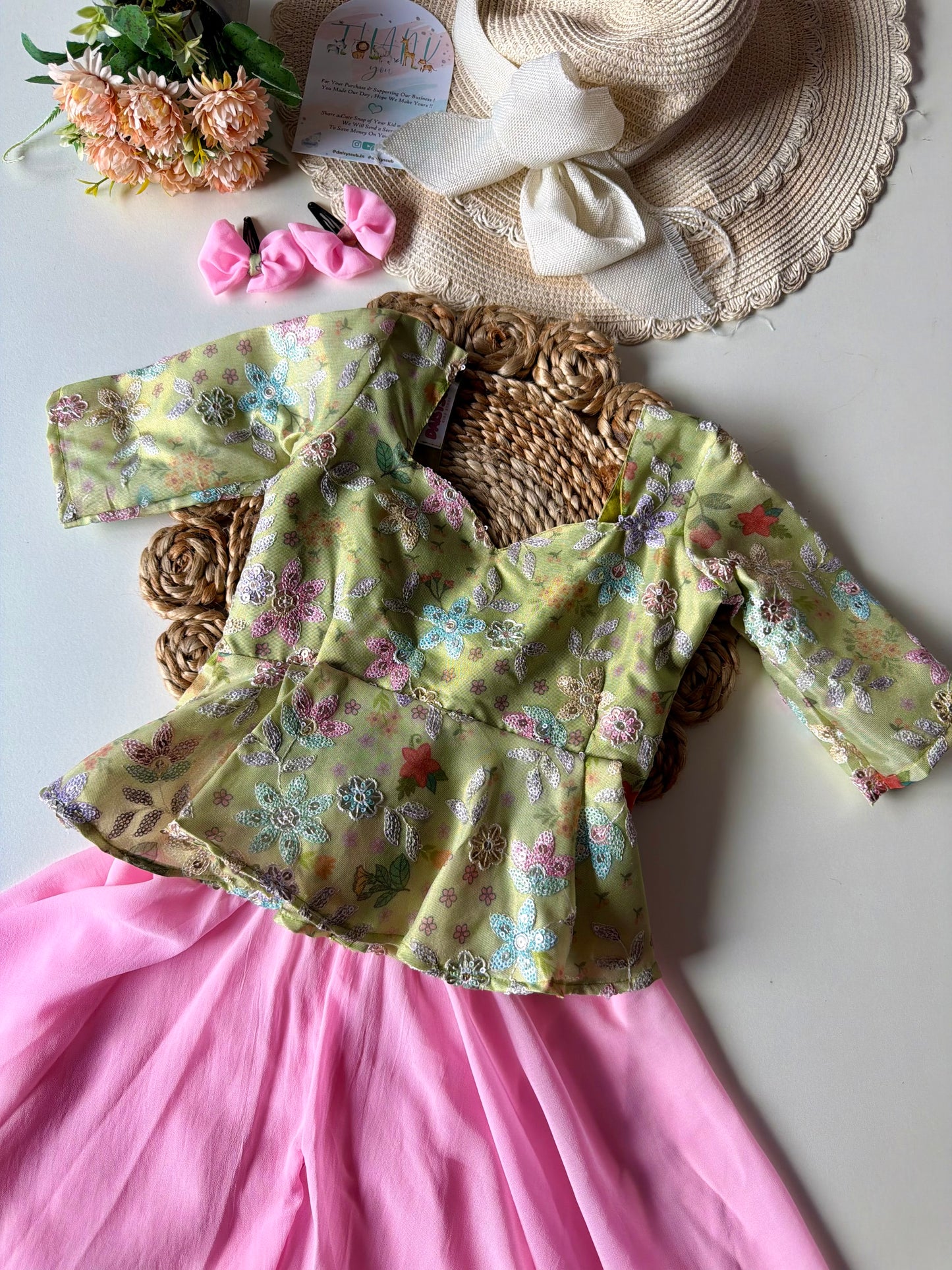 Cosmos Sequins Work Peplum Co-ord Set
