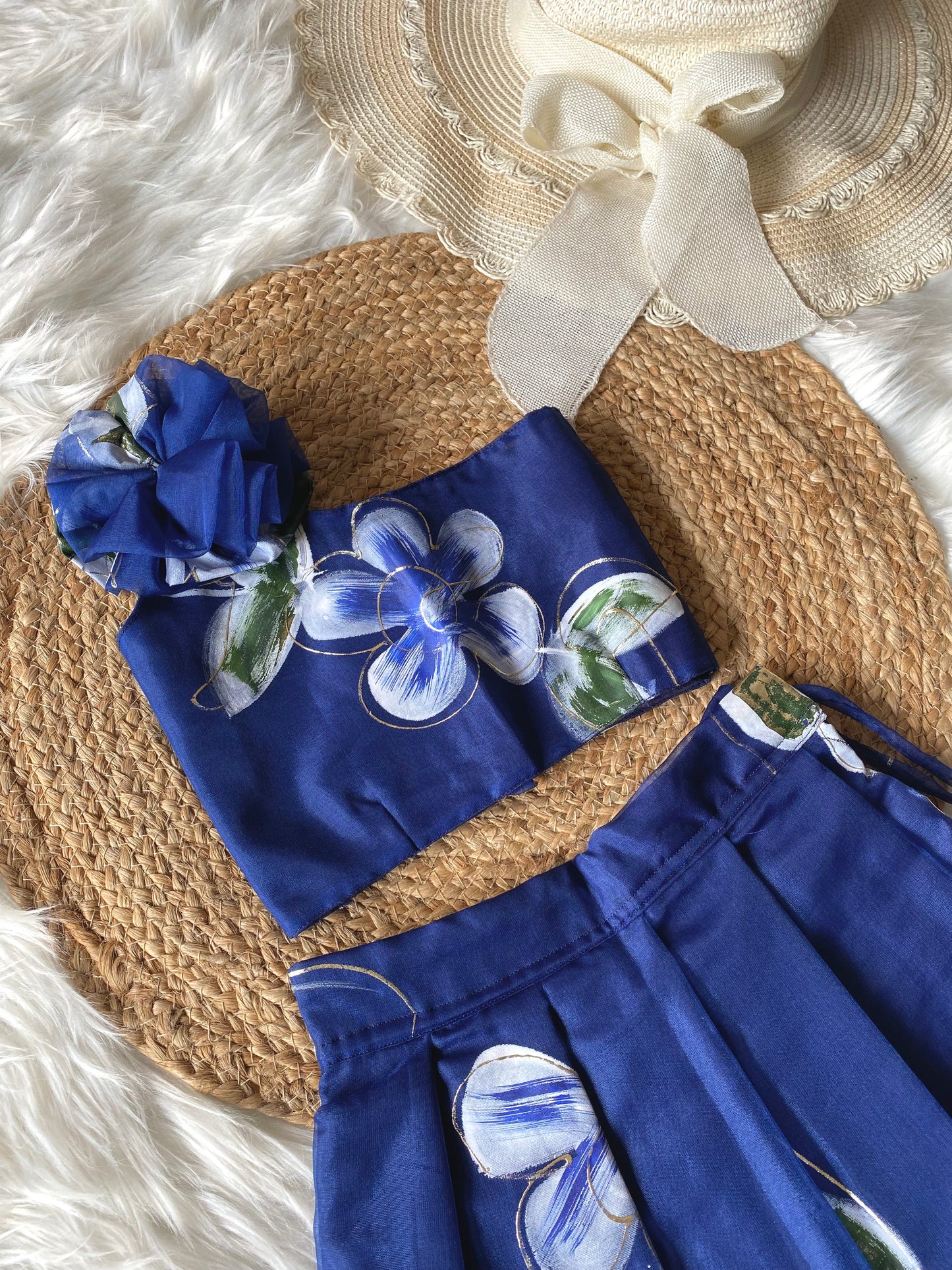 Blue Brush Paint Lehenga