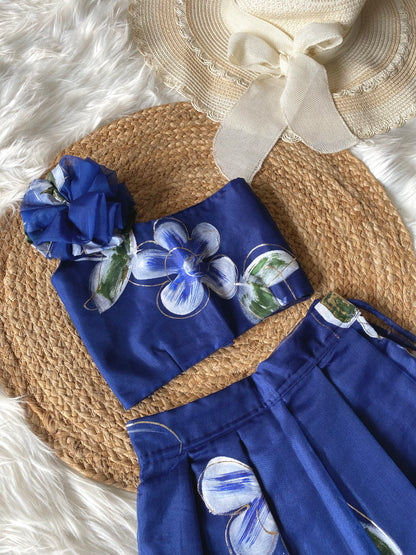 Blue Brush Paint Lehenga