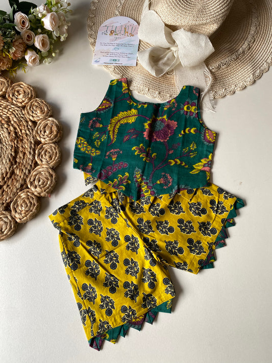 Ajrakh Green combo Pure Cotton Coord set