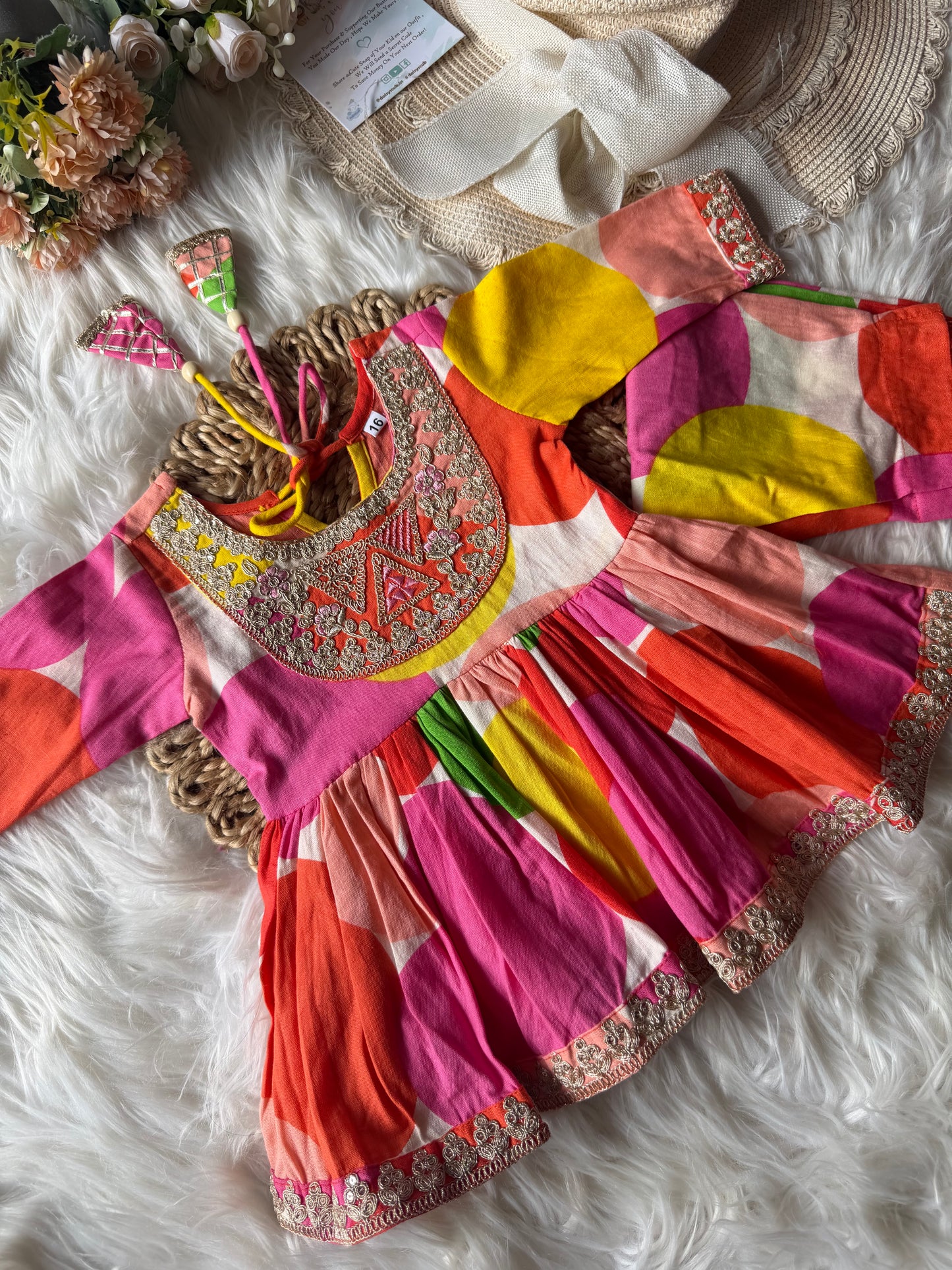 Cotton Abstract Embroidery Anarkali with Pants