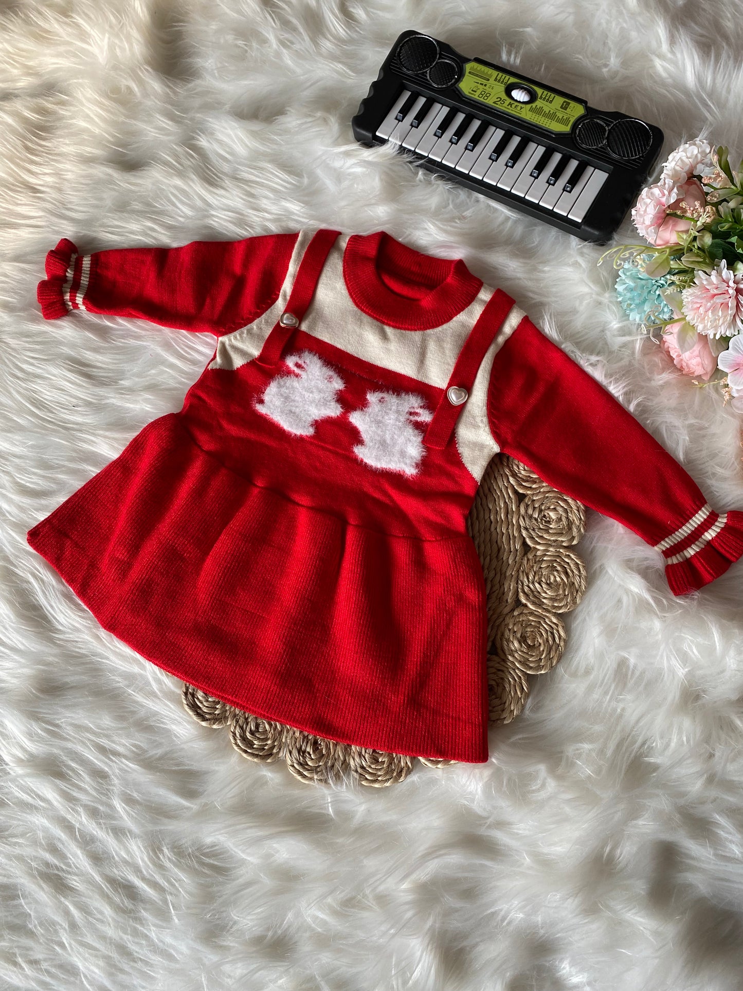 Red White Teddy Frock