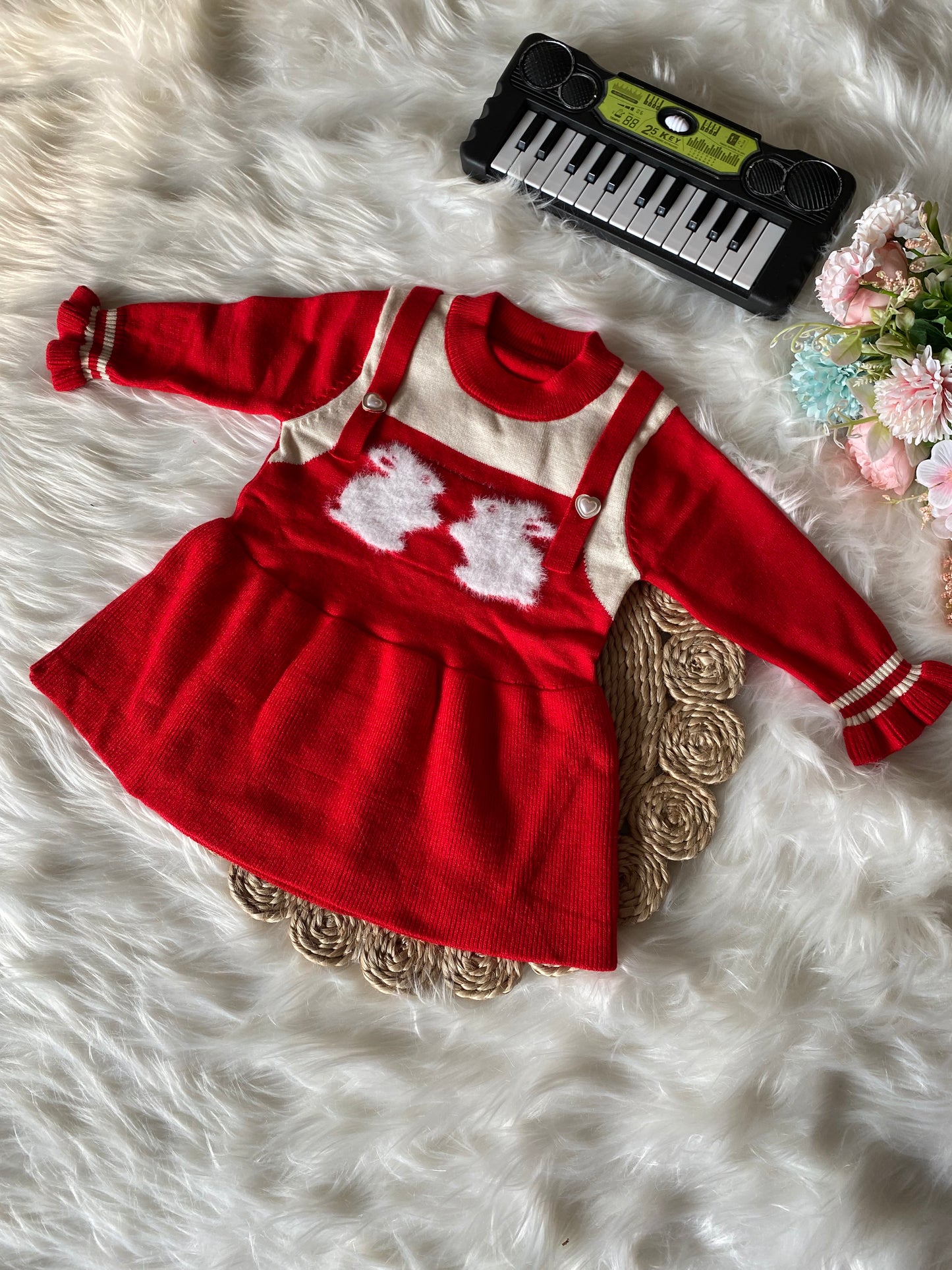 Red White Teddy Frock