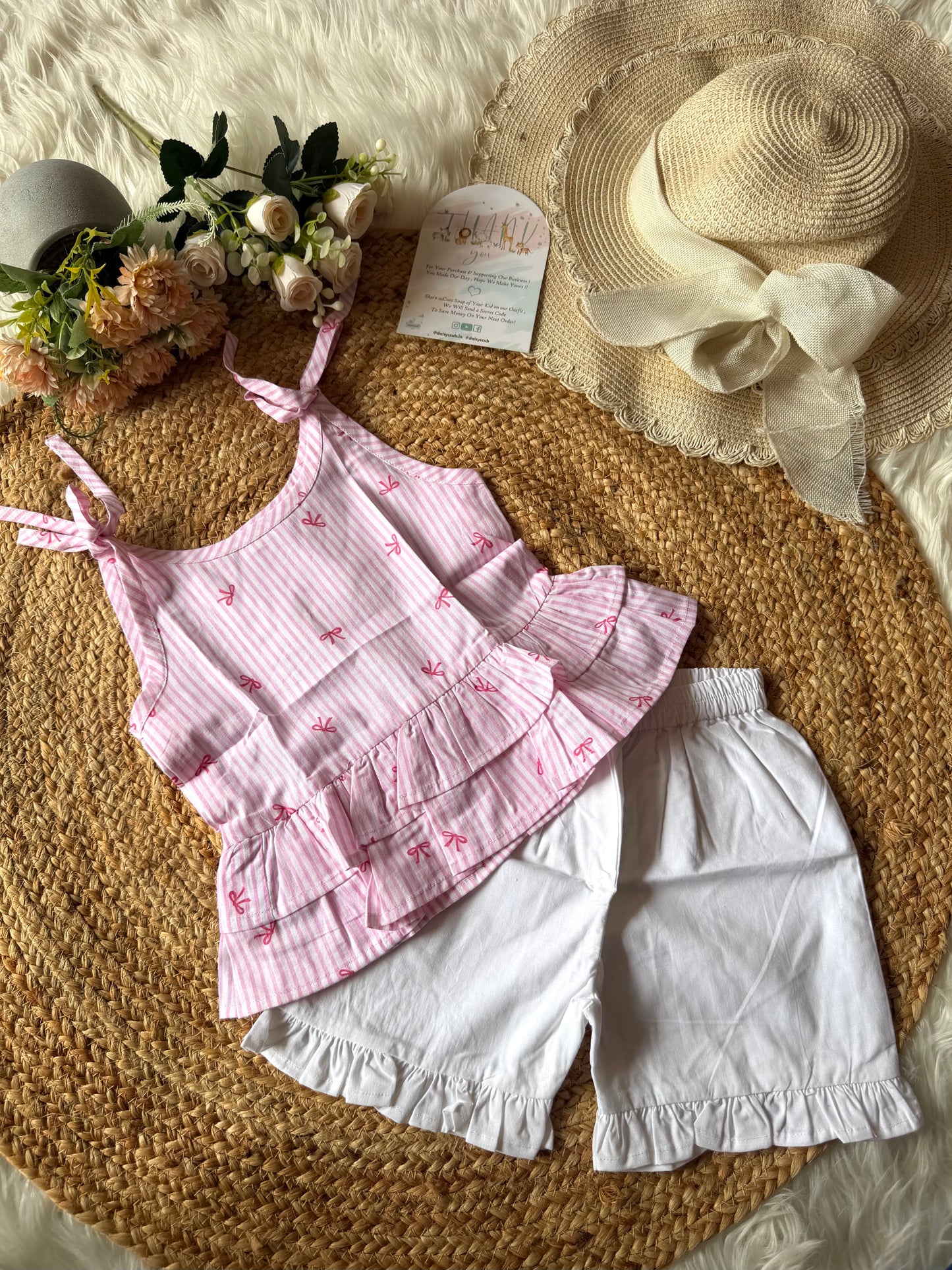 Cotton Simple Bow Coord Set