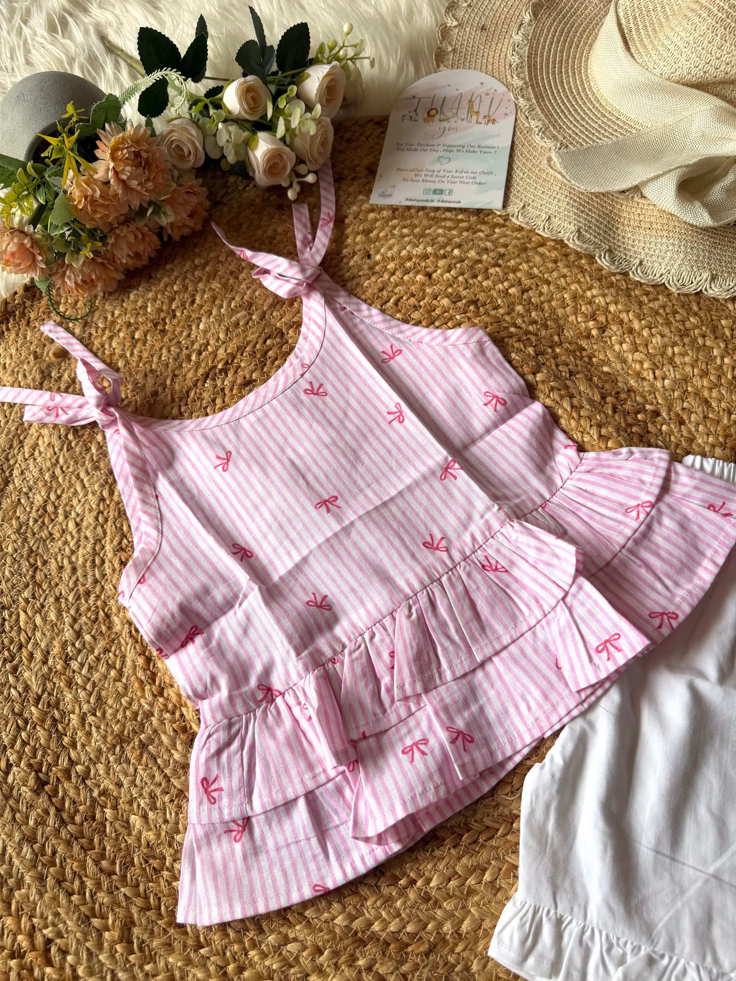 Cotton Simple Bow Coord Set