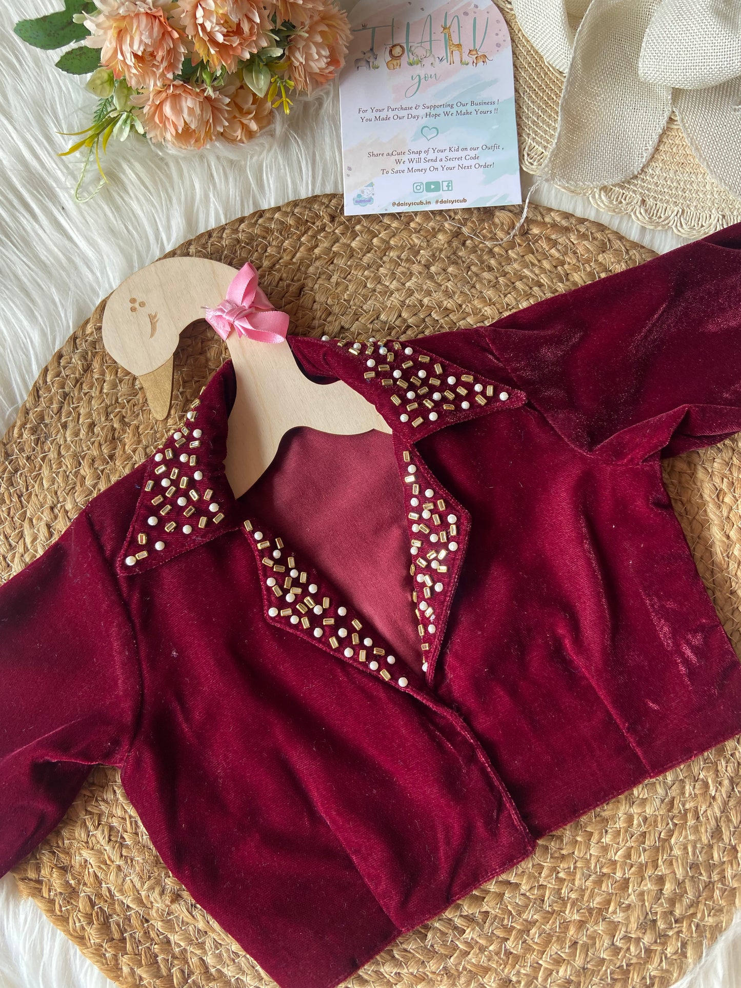 Velvet Beads Top with Crush Cutwork Lehenga