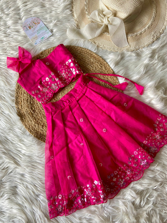 Pink Sequins Embroidery Lehenga