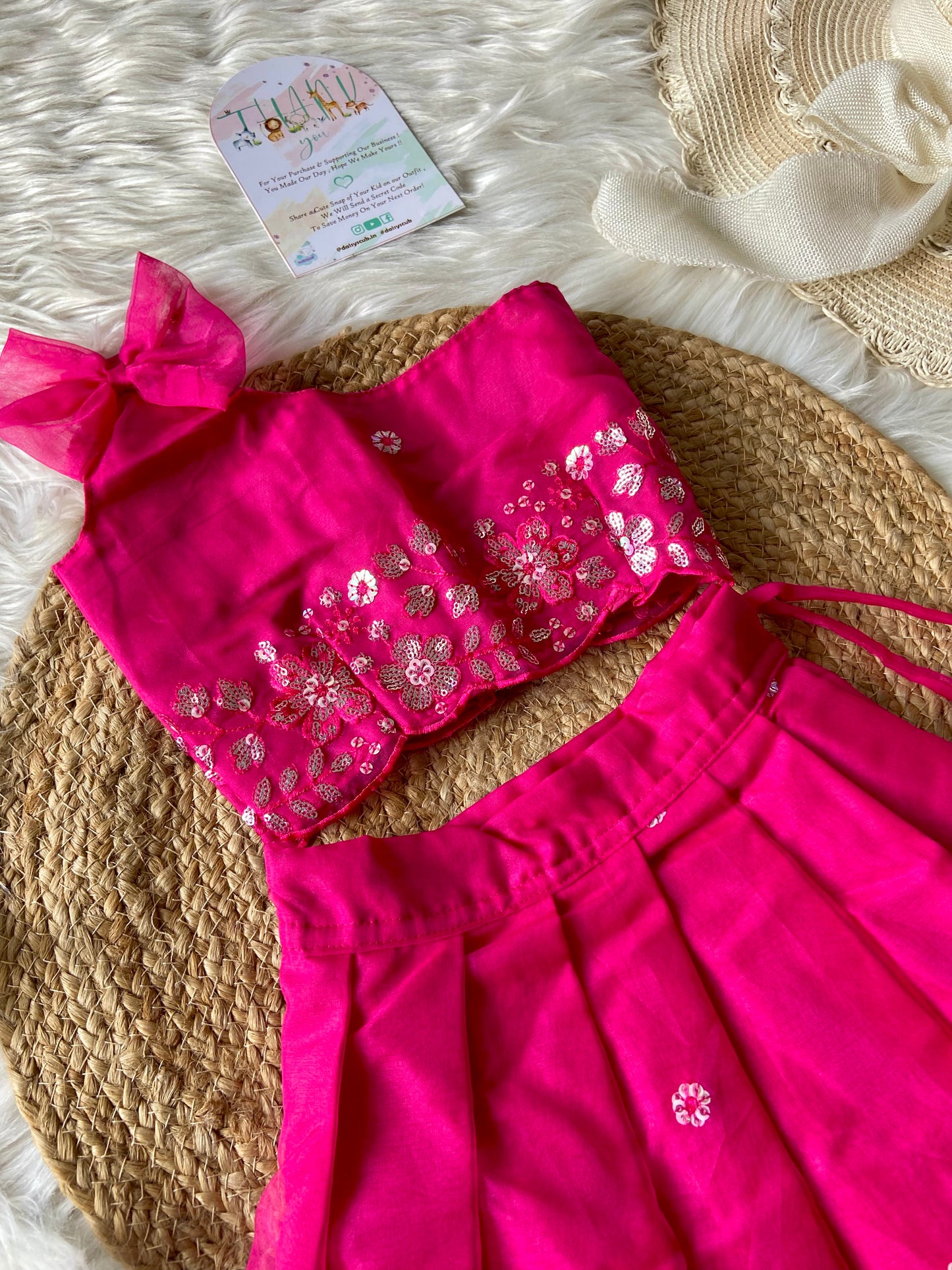 Pink Sequins Embroidery Lehenga