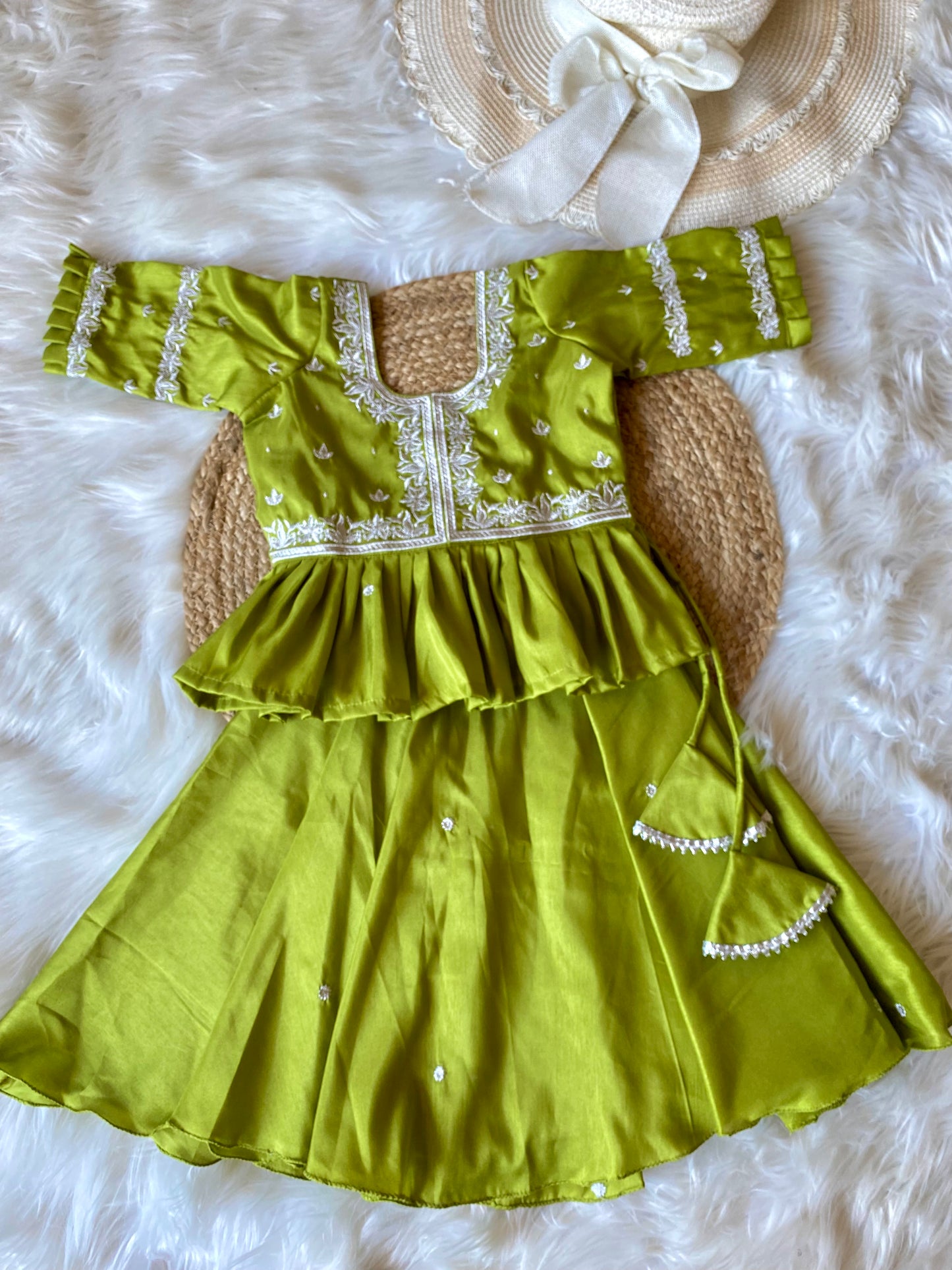 ZarI Embroidery Peplum Lehenga