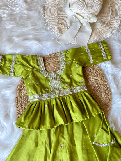 ZarI Embroidery Peplum Lehenga