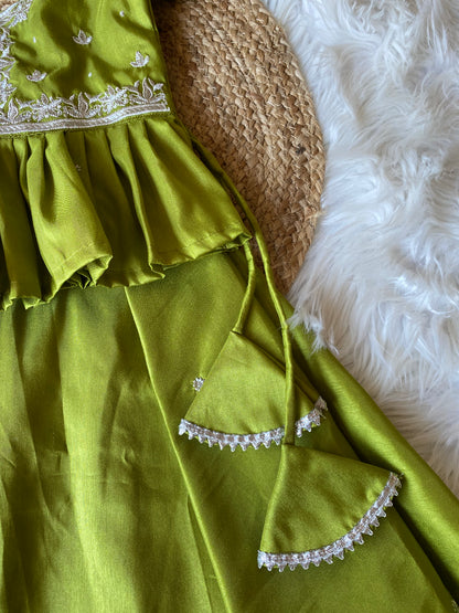 ZarI Embroidery Peplum Lehenga