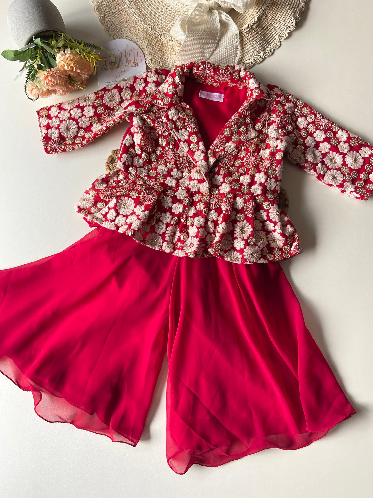 Embroidery Thread Work Peplum Co-ord Set