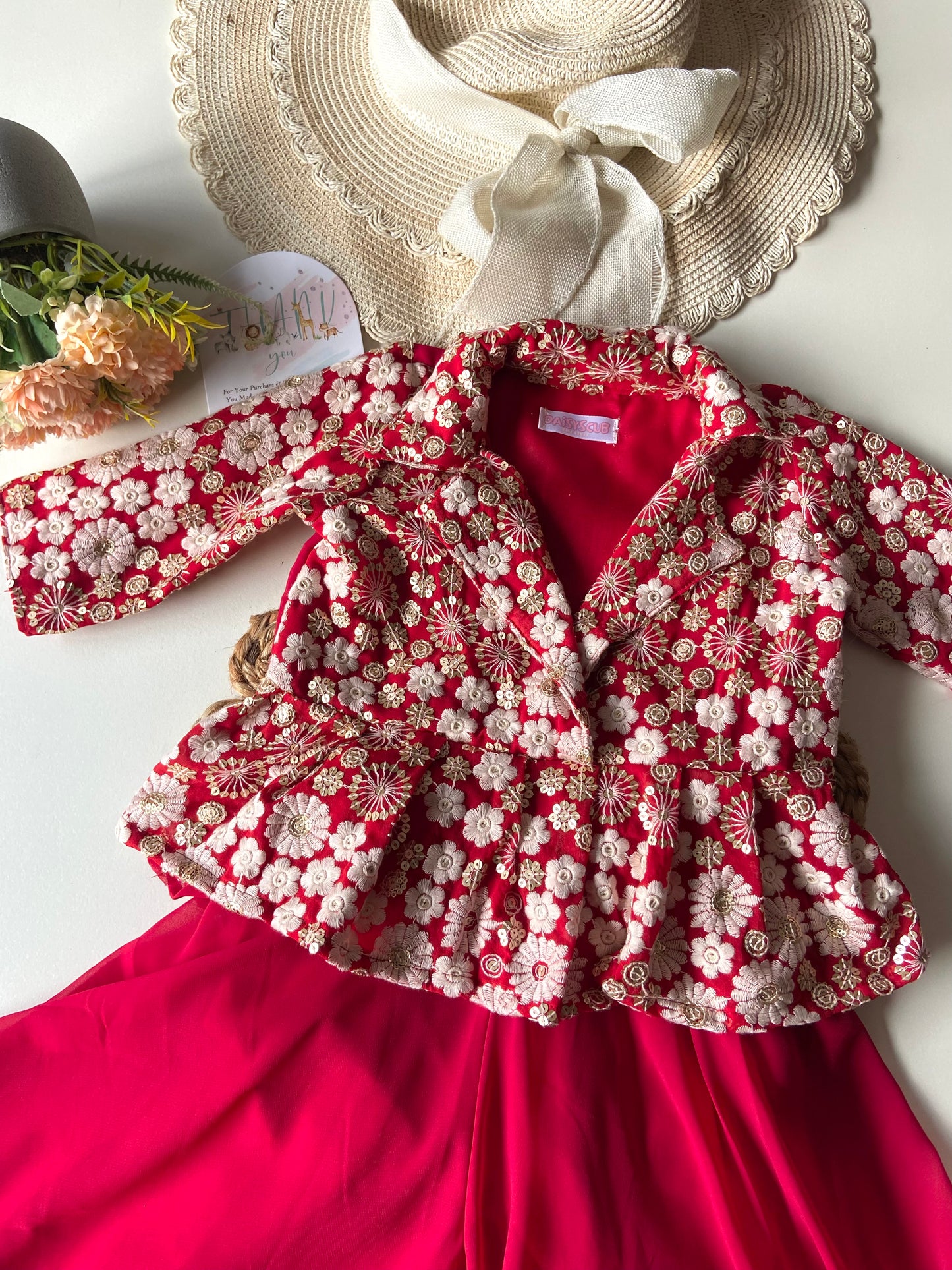 Embroidery Thread Work Peplum Co-ord Set