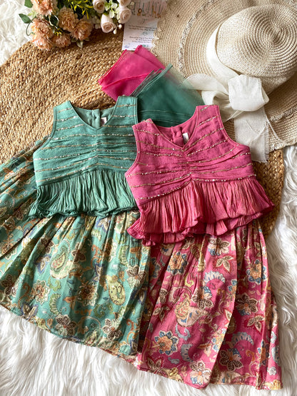 Tissue Sequence Peplum Lehenga Set in 2 Colours