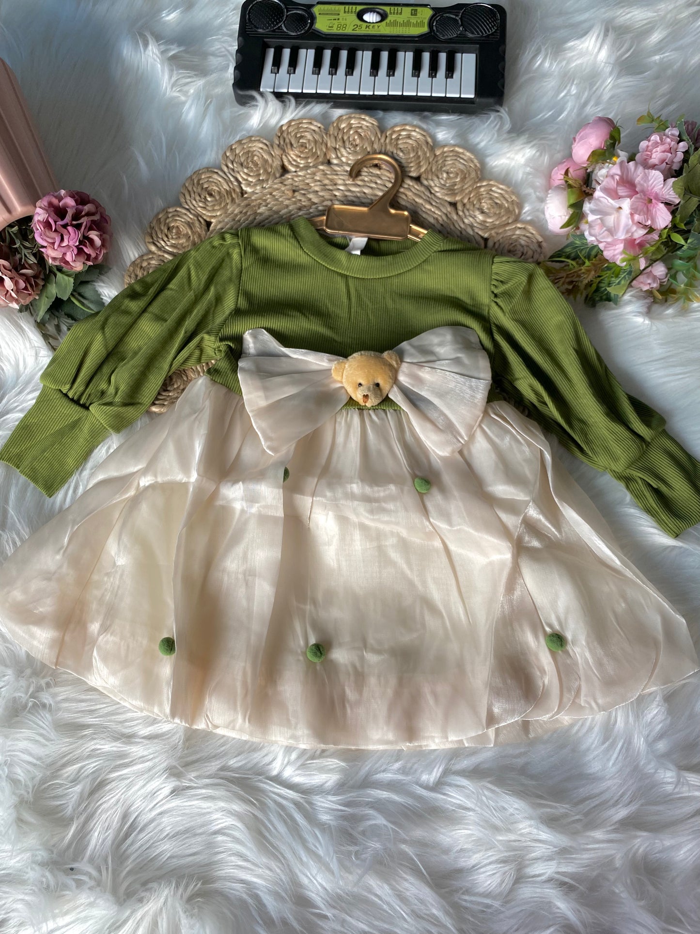 Green Bow Shimmer Frock