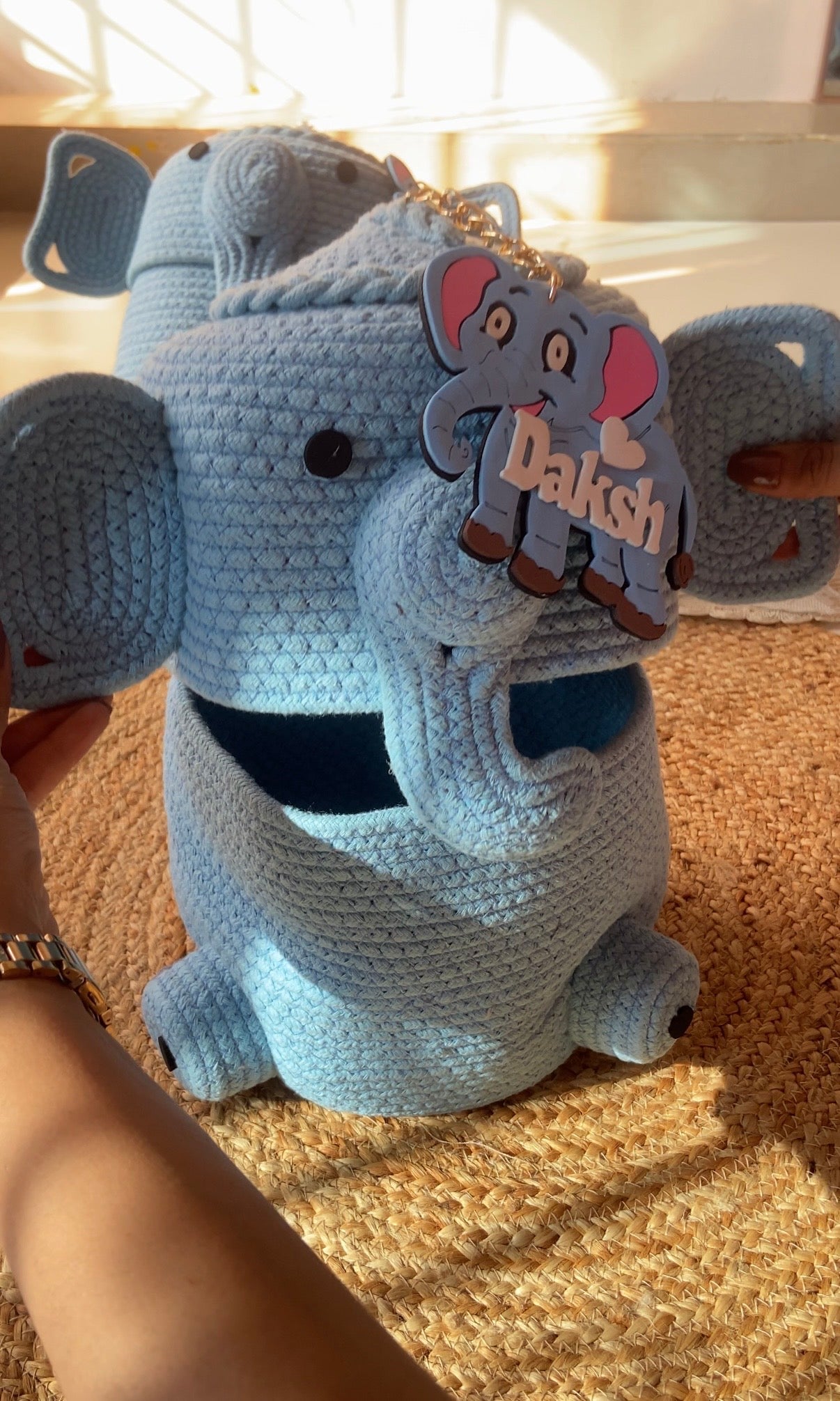 Handmade Knitted Elephant Basket