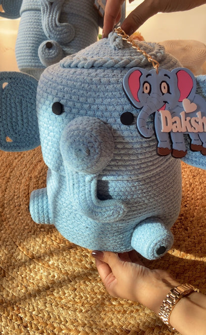 Handmade Knitted Elephant Basket