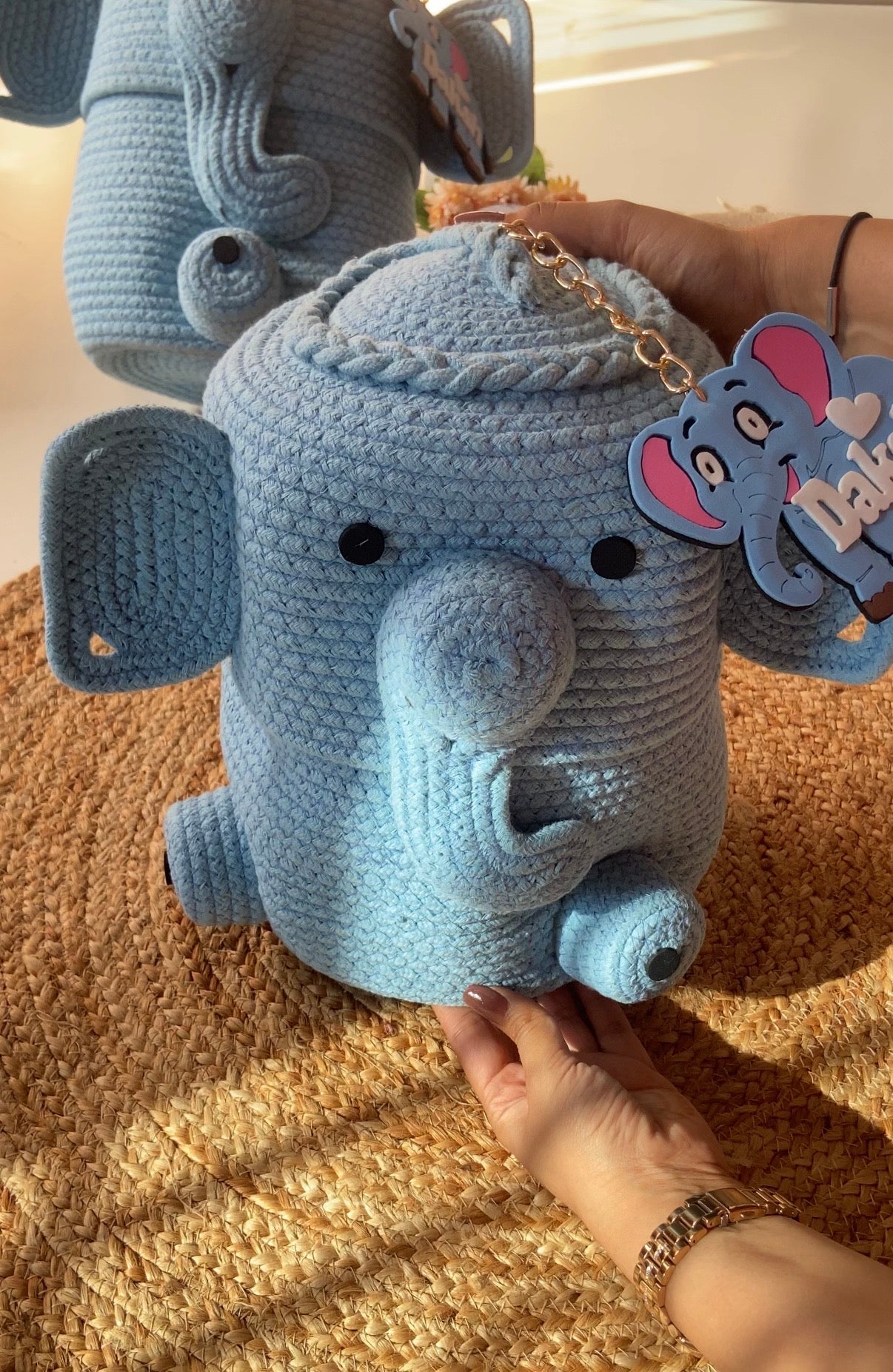 Handmade Knitted Elephant Basket