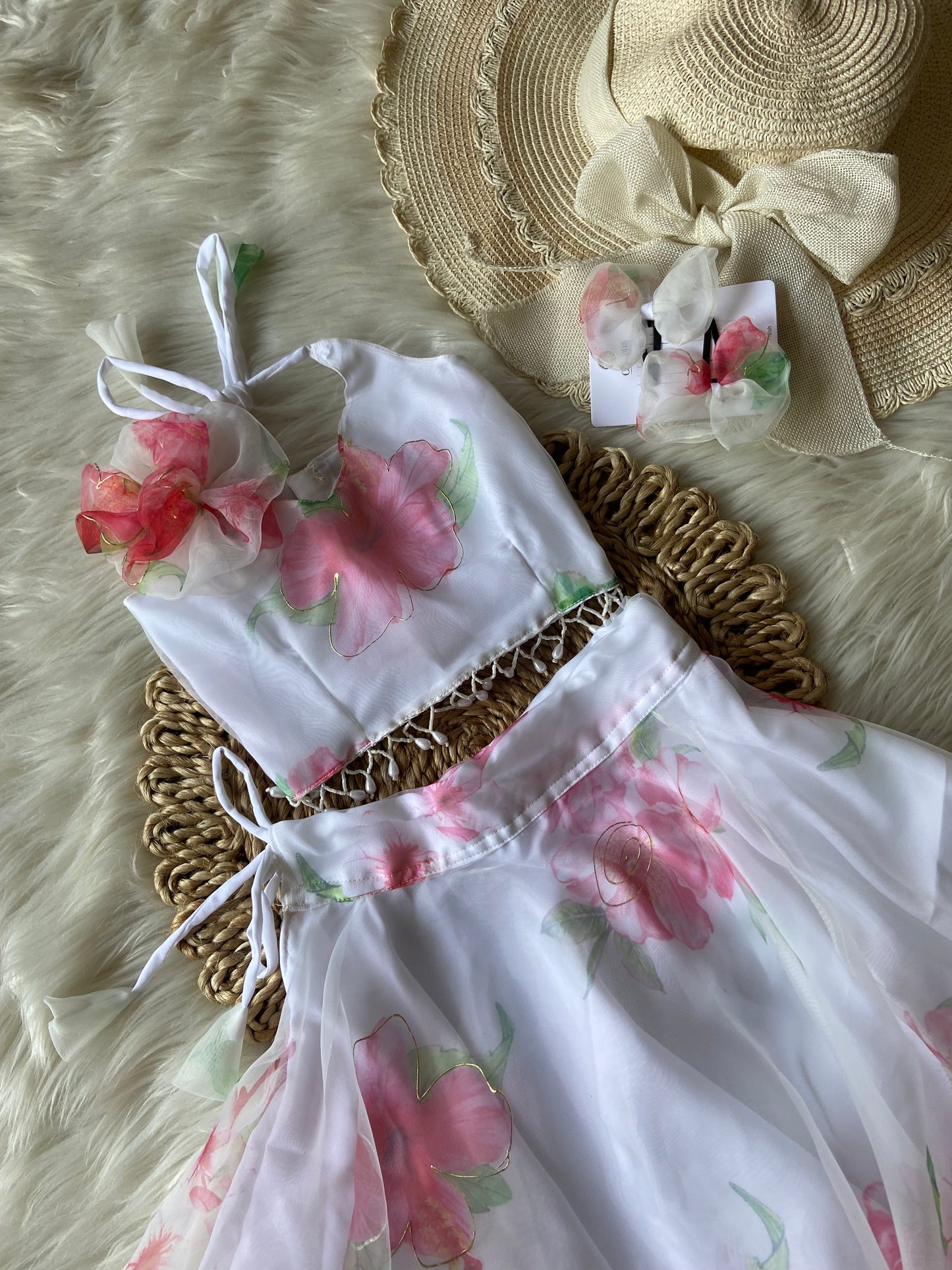 Floral Organza Foil Print Lehenga