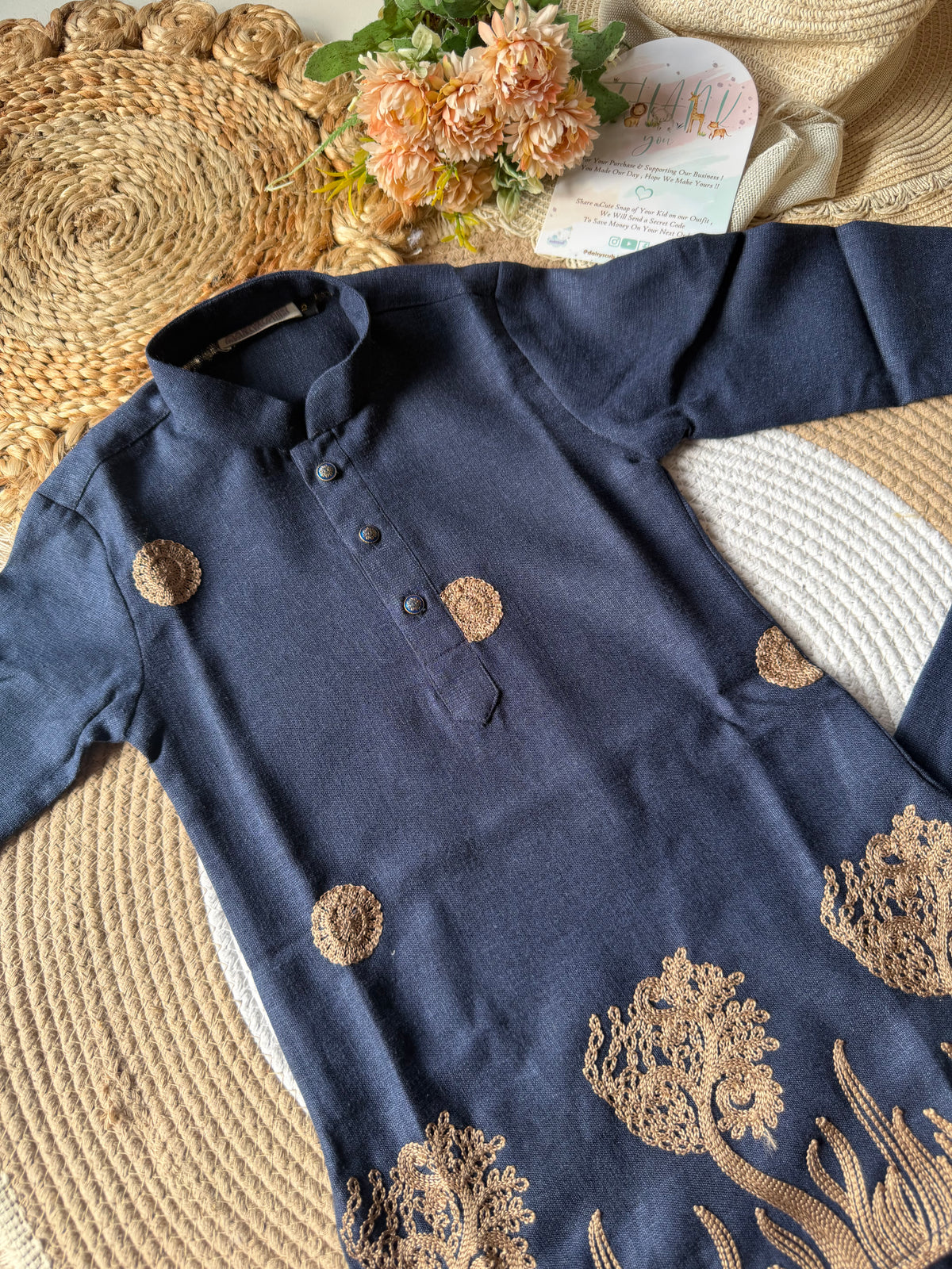Embroidered Kurta Pyjama Set in 3 Colors